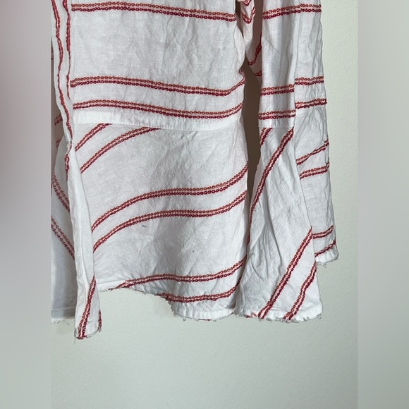 Tommy Bahama Linen Jacket Womens XL Marcella Stripe Bell Sleeve Pink - Picture 4 of 10